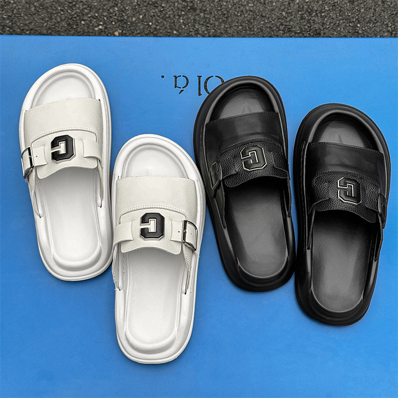 Men's White Outerwear Fashion High-grade Summer Soft Slippers