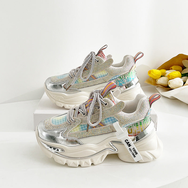 Women's Sequined Dad Genuine Mesh Surface Comfortable Sneakers