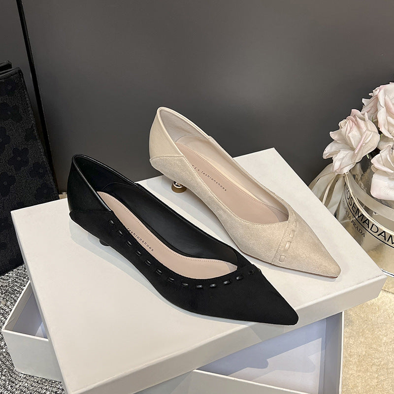 Women's Pointed Toe Pumps Shallow Mouth Kitten Stiletto French Commuter Heels