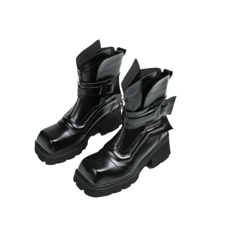 Black Warrior Knight Niche Height Increasing Boots