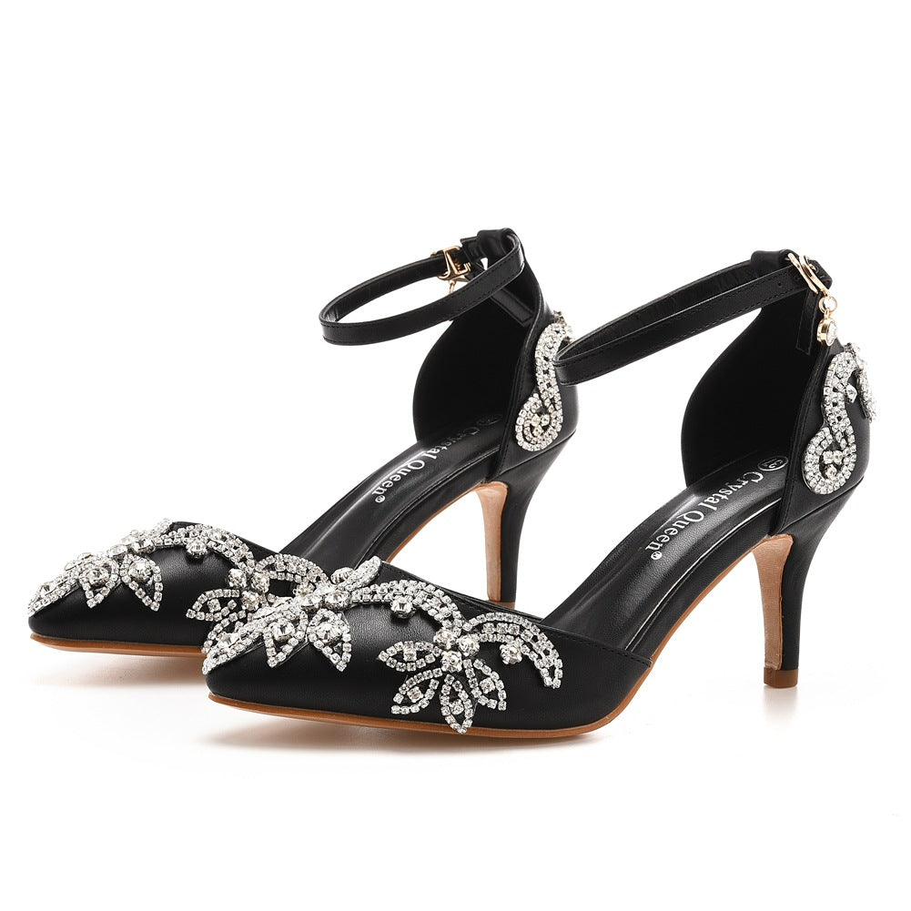 Plus Size Stiletto Pointed Toe Rhinestone High Heels