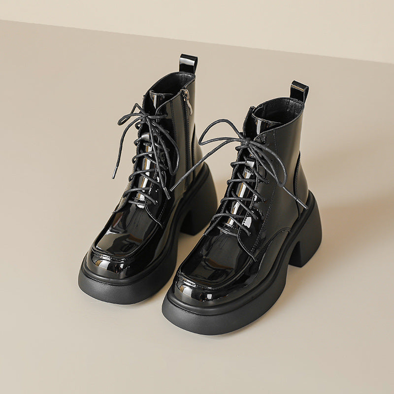 Women's Sweet Cool Martin British Lace Up Ankle Raise Boots