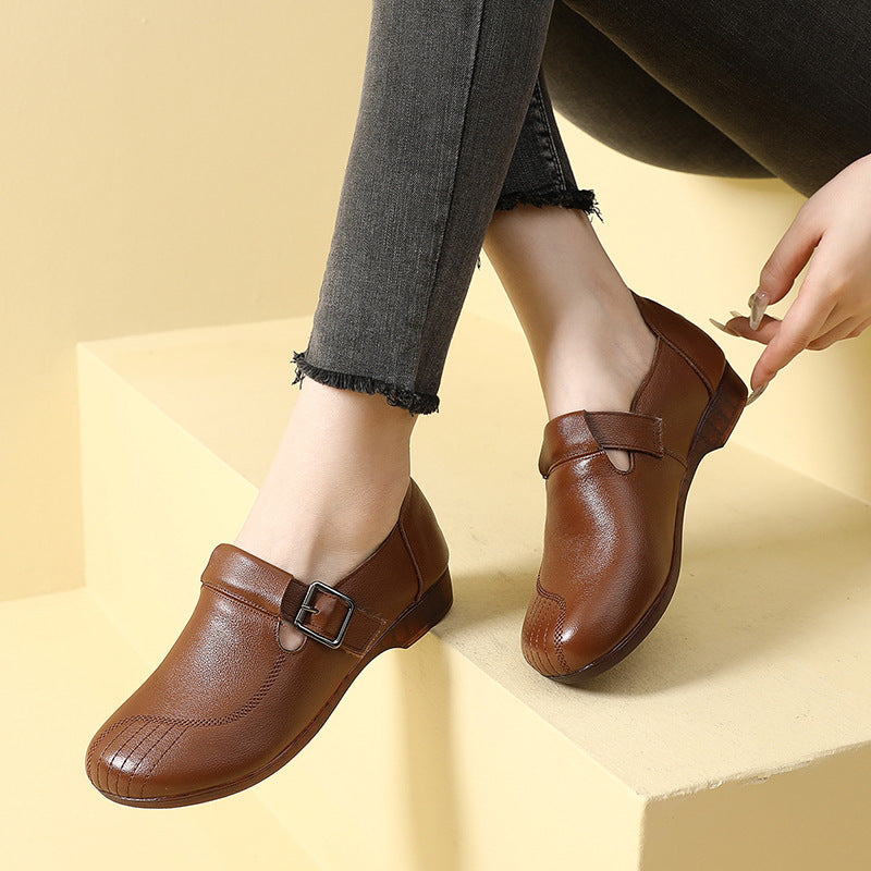 Women's Comfortable Pumps Retro Autumn First Layer Loafers