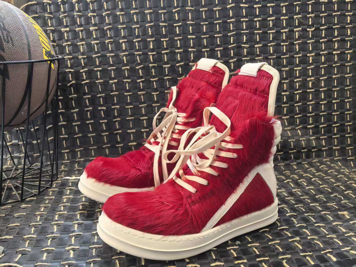Fur Black Pink Plus Size Thick Bottom Women's Casual Shoes