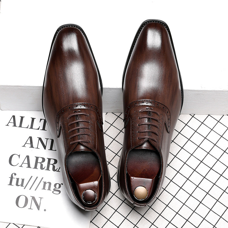 Men's Toe English Style Breathable Business Formal Leather Shoes