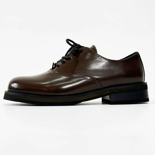 Men's Square Toe Couple Niche Retro Business Formal Wear Commuter Leather Shoes