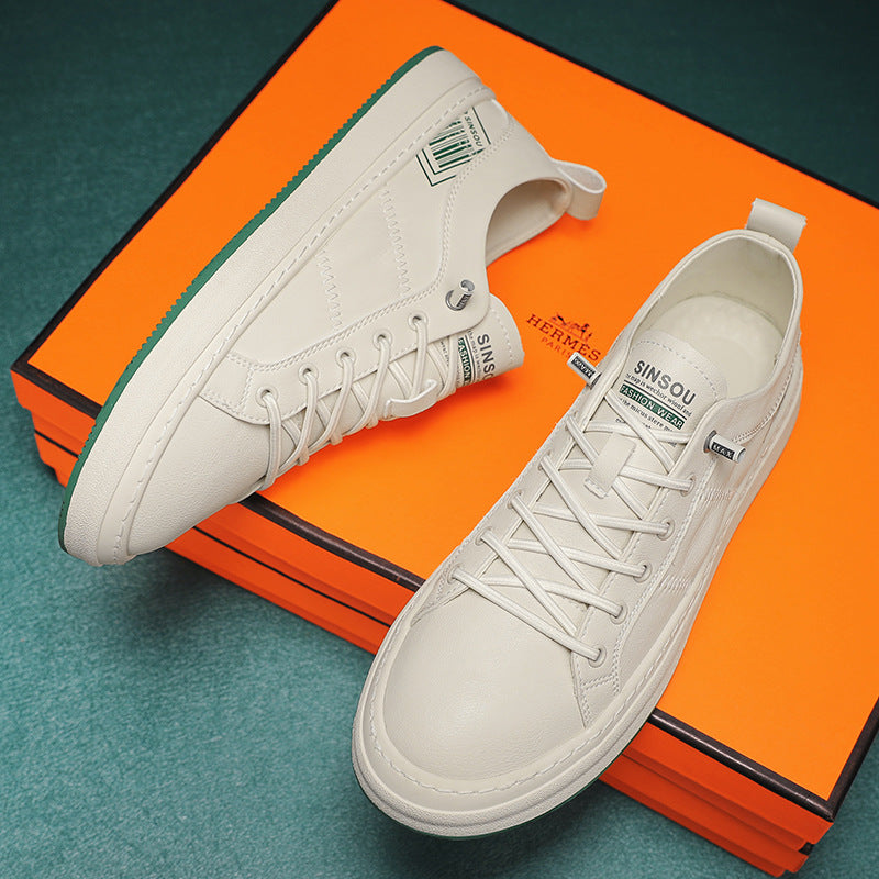 Men's Light Luxury Board Four Breathable White Sneakers