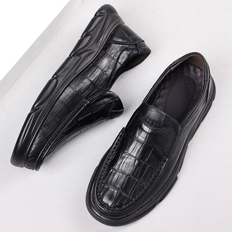 Men's Autumn Genuine Business Thick Bottom One Leather Shoes