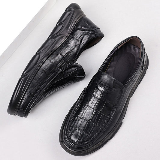 Men's Autumn Genuine Business Thick Bottom One Leather Shoes