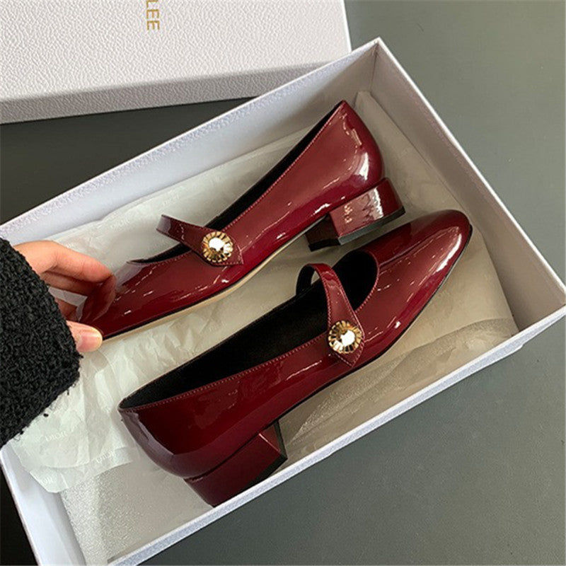 Women's Genuine Thick Bottom Vintage Shallow Mouth Round Women's Shoes