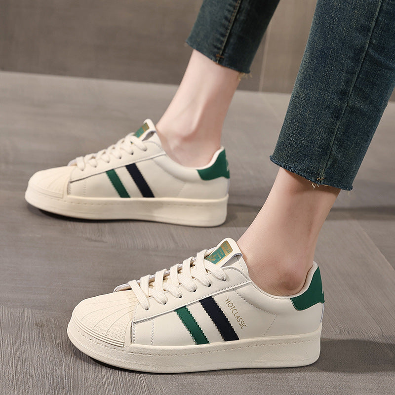 Women's Thick Bottom Shell Head White Spring Lightweight Exercise Women's Casual Shoes