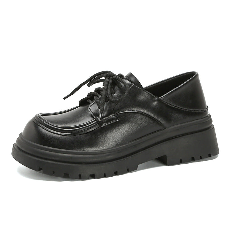 Women's Muffin College Style Round Toe Black Loafers