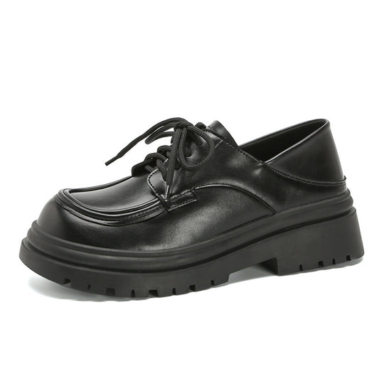 Women's Muffin College Style Round Toe Black Loafers