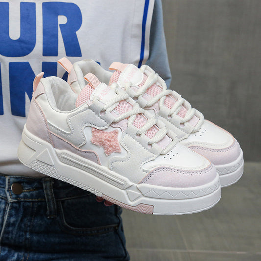 Women's Toe White Fashion Preppy Thick Bottom Hight Casual Shoes