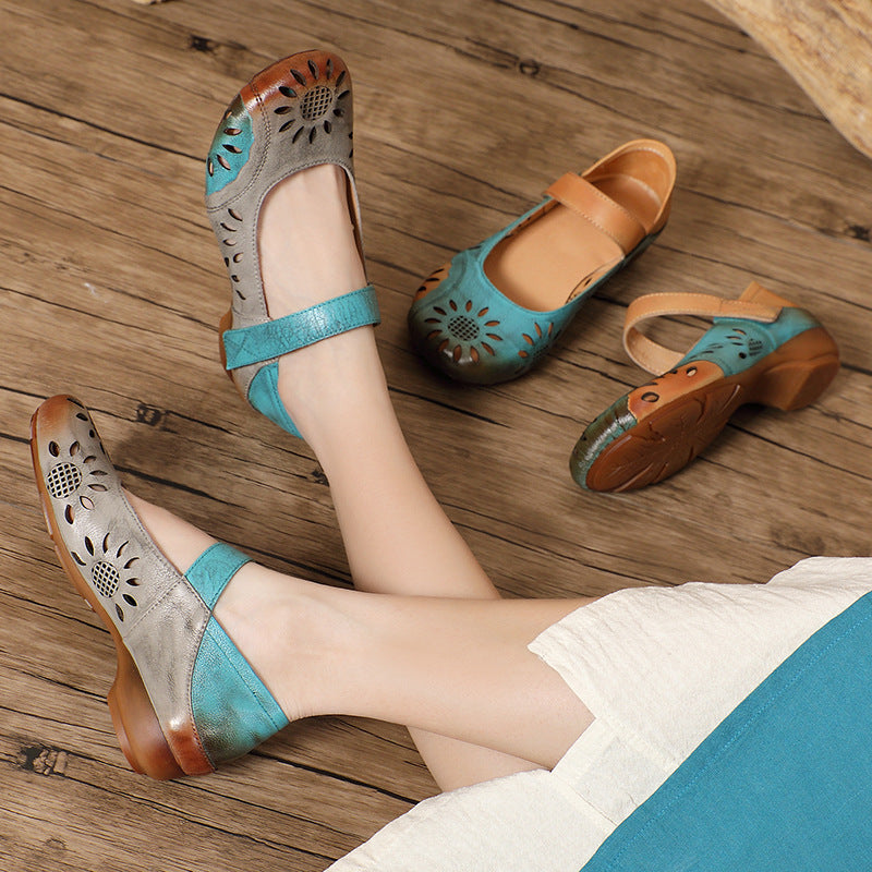 Women's Handmade Flat Hollowed Retro National Style Casual Shoes
