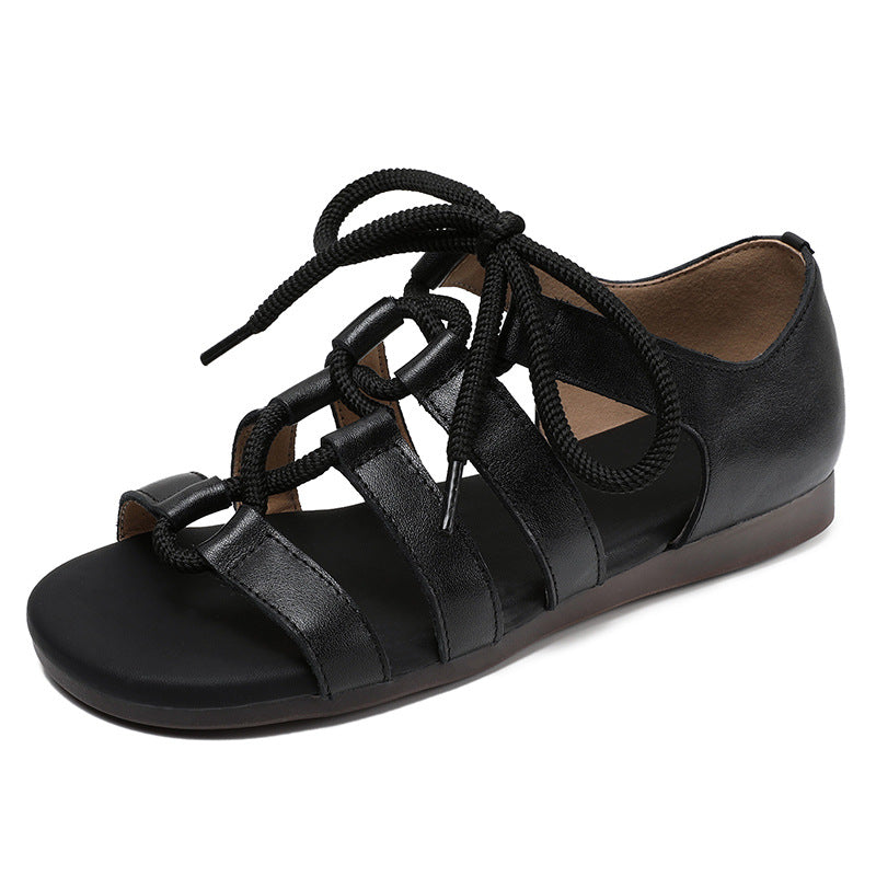 Women's Authentic British Style Handmade Buckle Open Sandals