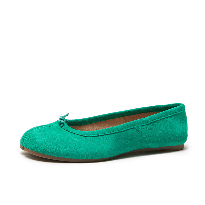 Women's Pumps Genuine Sheepskin Low-cut Green Ballet Casual Shoes