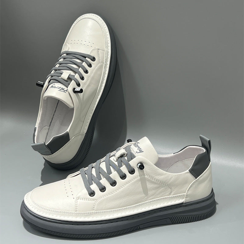 Men's Summer Thin Slip-on White Genuine Leather Shoes
