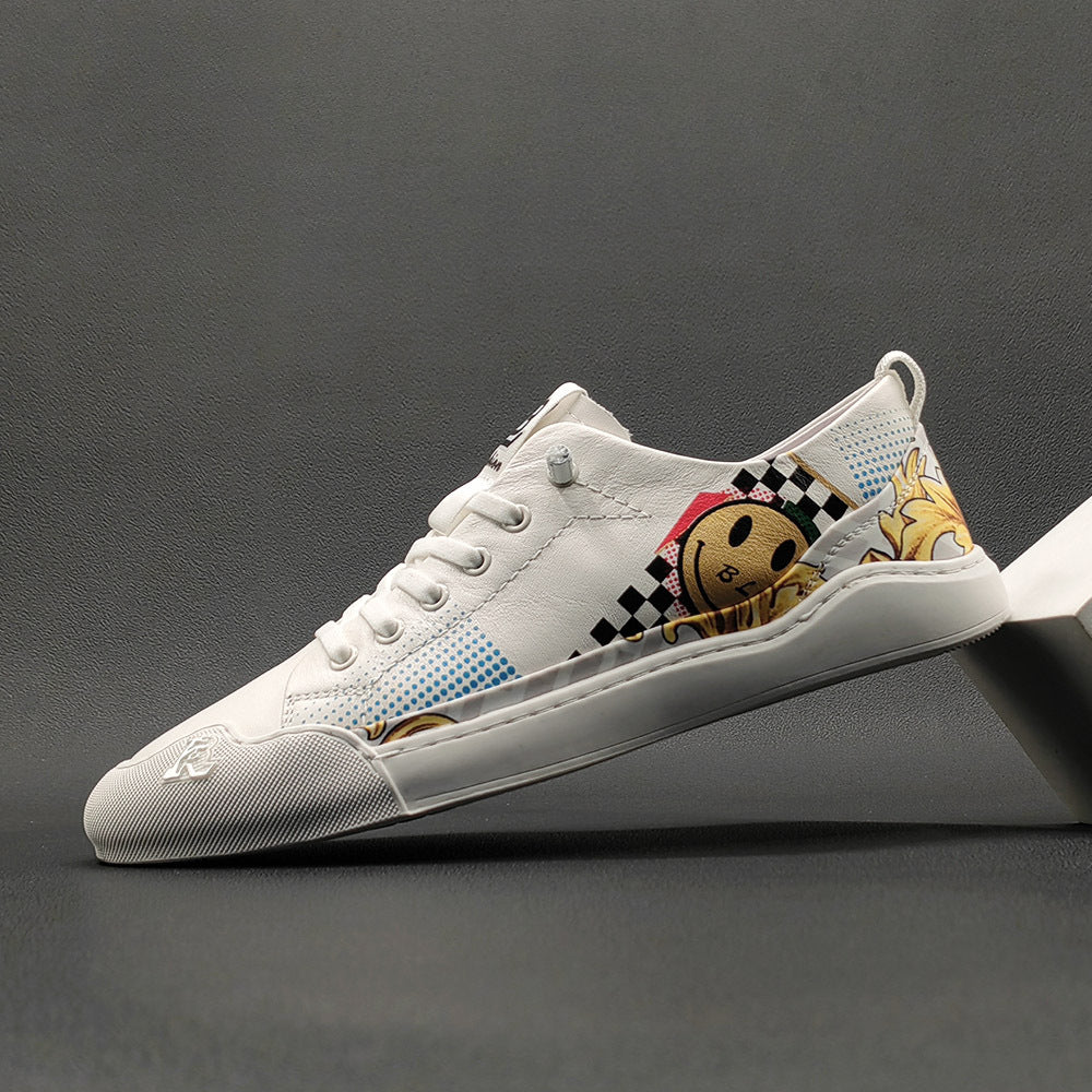 Men's Trendy Top Layer Cowhide Boys Sneakers