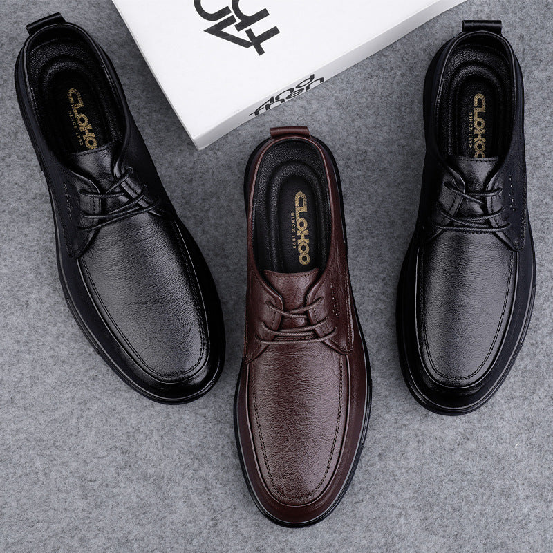 Men's Plus Size Business Flat Driving Four Men's Casual Leather Shoes