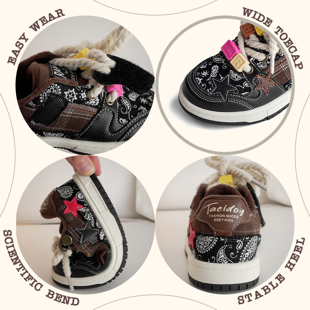 Children's Basketball Board Fleece-lined Boys Trend Kid's Sneakers