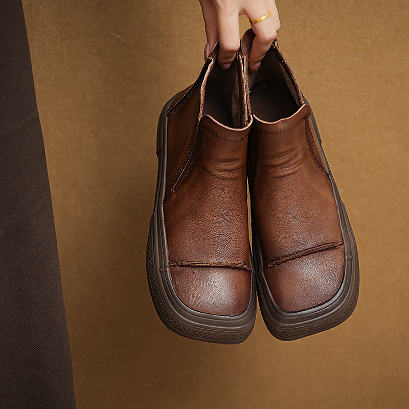 Short Retro Slip-on Flat Knight Low Boots