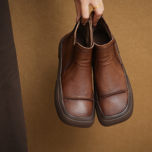 Short Retro Slip-on Flat Knight Low Boots