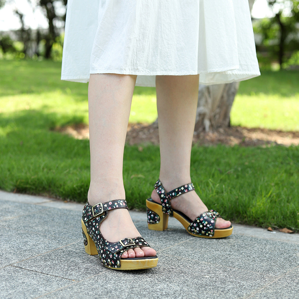 Retro Floral American Country Style Comfortable Sandals