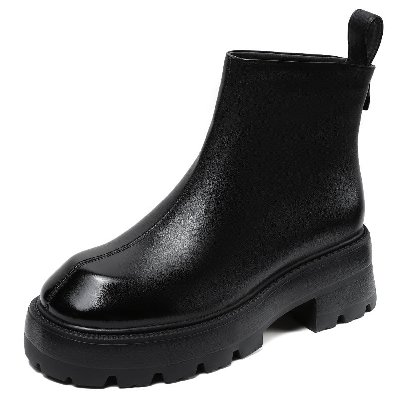 Women's Knight Autumn Genuine Muffin Height Increasing Boots