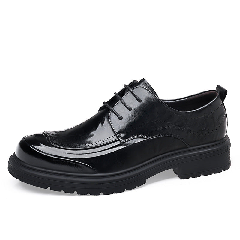 Men's Business Autumn Fashion Comfortable Big Head Leather Shoes