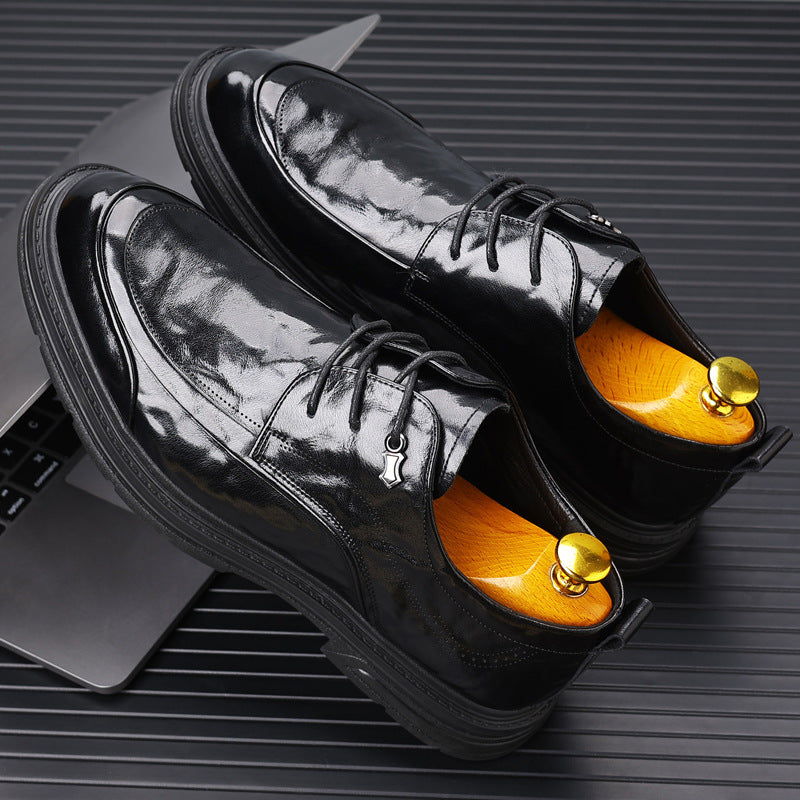 Men's Business Handmade Fashion Platform Cowhide Leather Shoes