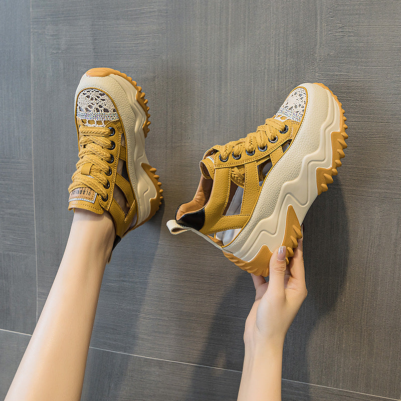 Women's Small Dad Retro Lightweight Height Increasing Casual Shoes