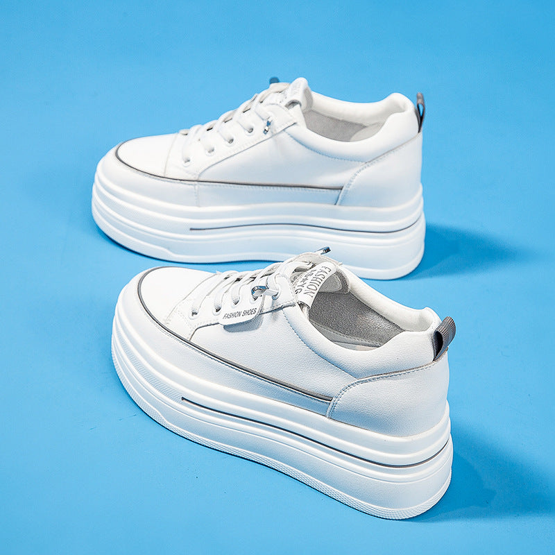 Massage Height Increasing Insole Platform White Casual Shoes