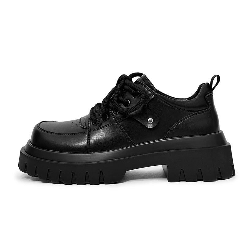 Men's Small Square Toe Advanced Genuine Black Leather Shoes