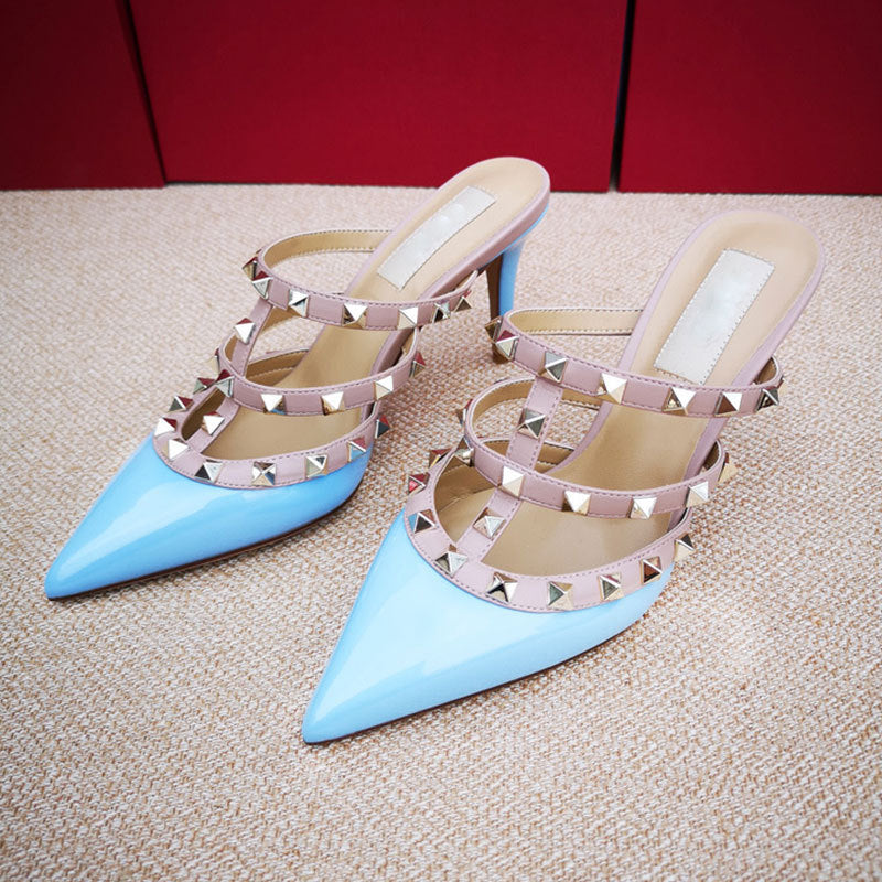 Women's Pointed Toe With Box Outer Wear Rivet Heels
