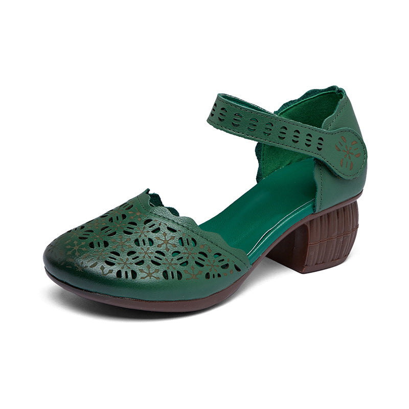 Women's Summer Magic Stick First Layer Cowhide Heels