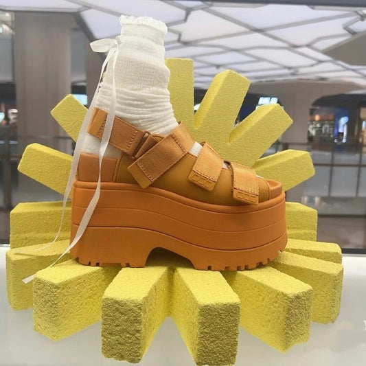 Platform Height Increasing Velcro High Fashion Sandals
