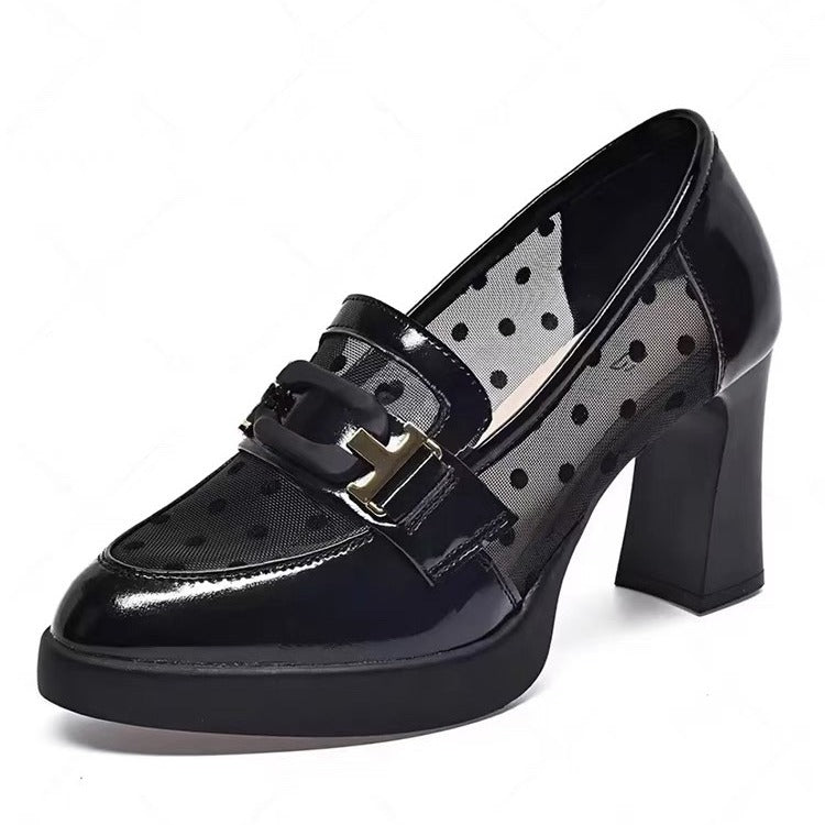 Women's High Summer Pointed Toe Chunky Platform Breathable Heels