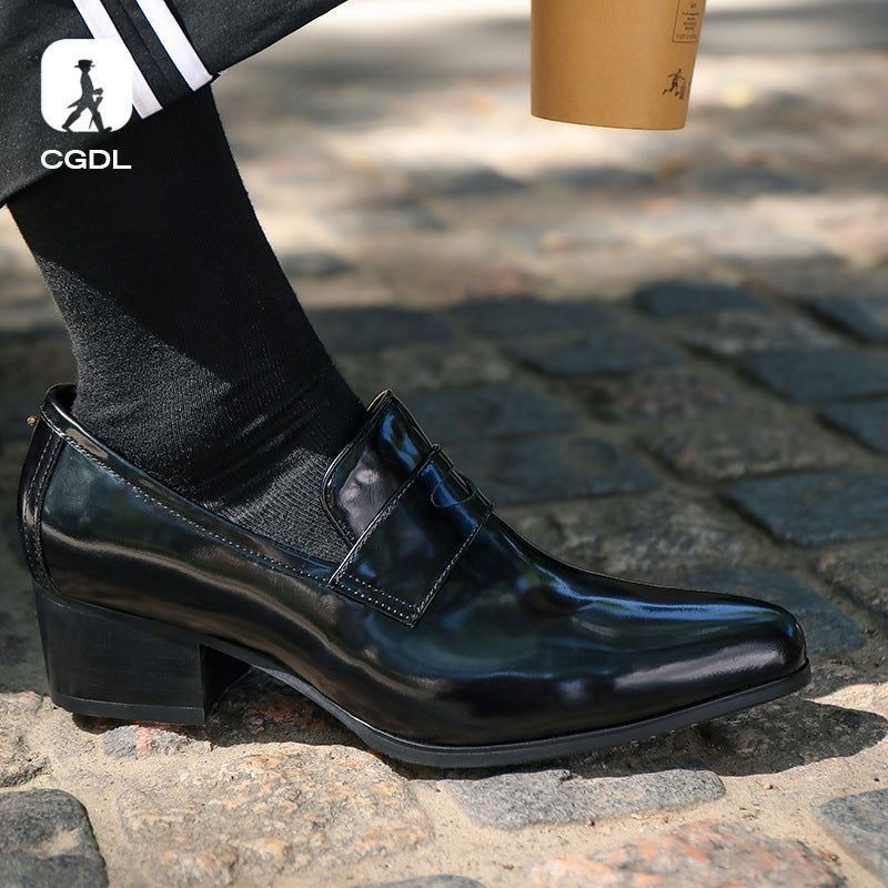 Men's Glossy High Fashion Design Sense Hair Leather Shoes