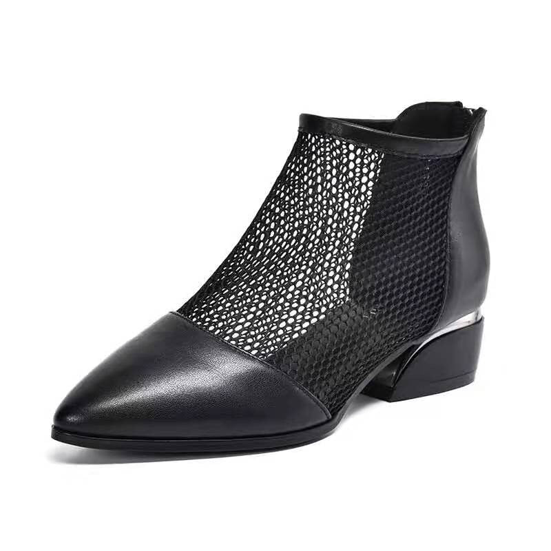 Women's Mid Mesh Surface Spring Genuine Pointed Toe Women's Shoes