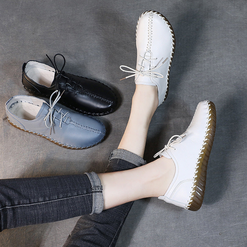 Women's Spring Genuine Top Layer Cowhide Handmade Maternity Men's Shoes