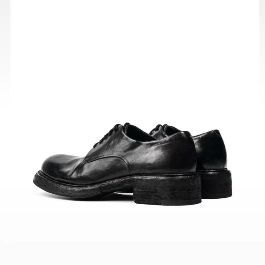 Men's Washed Handmade Derby Wedding Fashion Leather Shoes