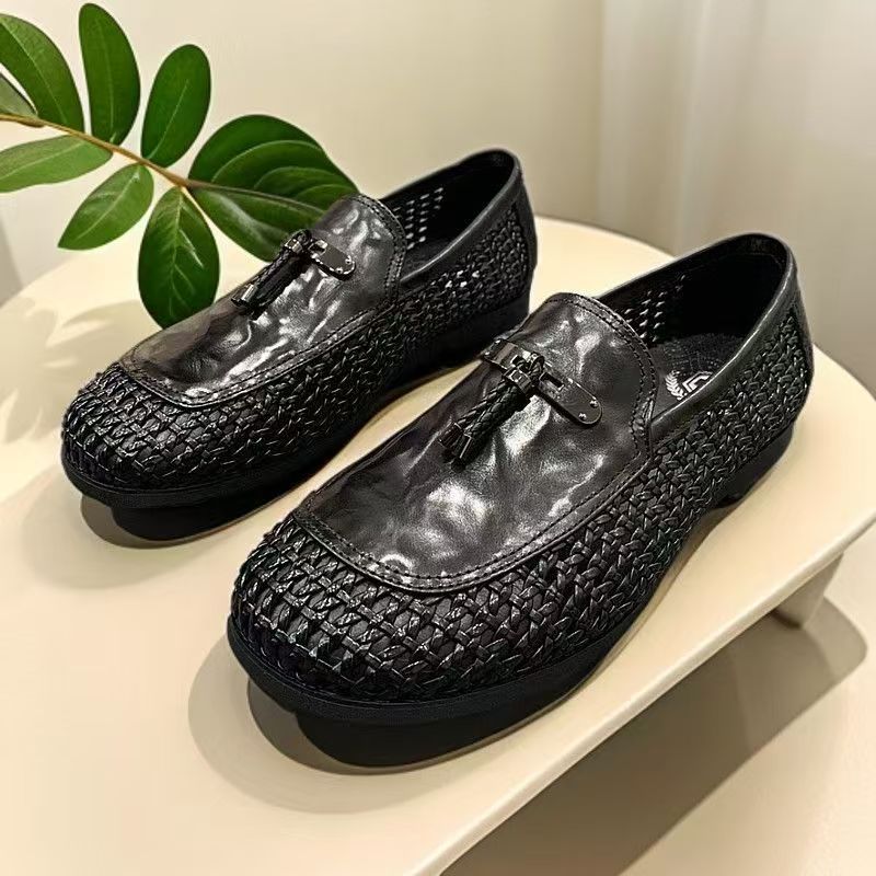Men's Luxury Summer Handmade Woven Hollowed Breathable Loafers