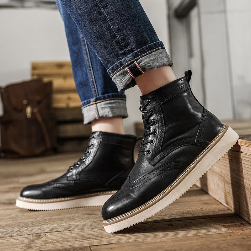 Men's British American Retro Rub Colored Worker Boots