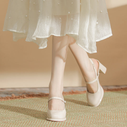 Women's Box High Elegant Patent Hepburn Style Heels