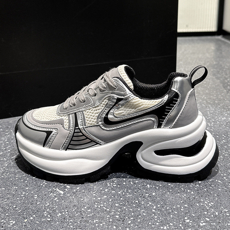 Women's Dad Platform Red Spring Elevator Wild Sneakers