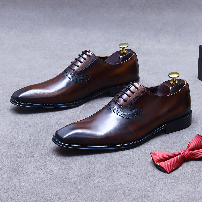 Men's British Business Dress Genuine Plus Size Oxford Trend Leather Shoes