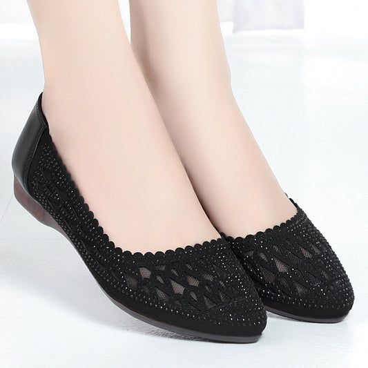 Women's Low-cut Hollow Mesh Flat Bottom Comfort Sandals