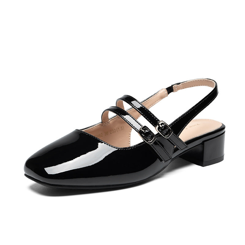Women's French Retro Square Hollow Chunky For Sandals