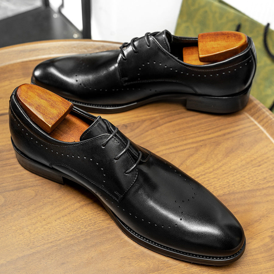 Men's Brogue Business Handmade Derby Large Size Leather Shoes